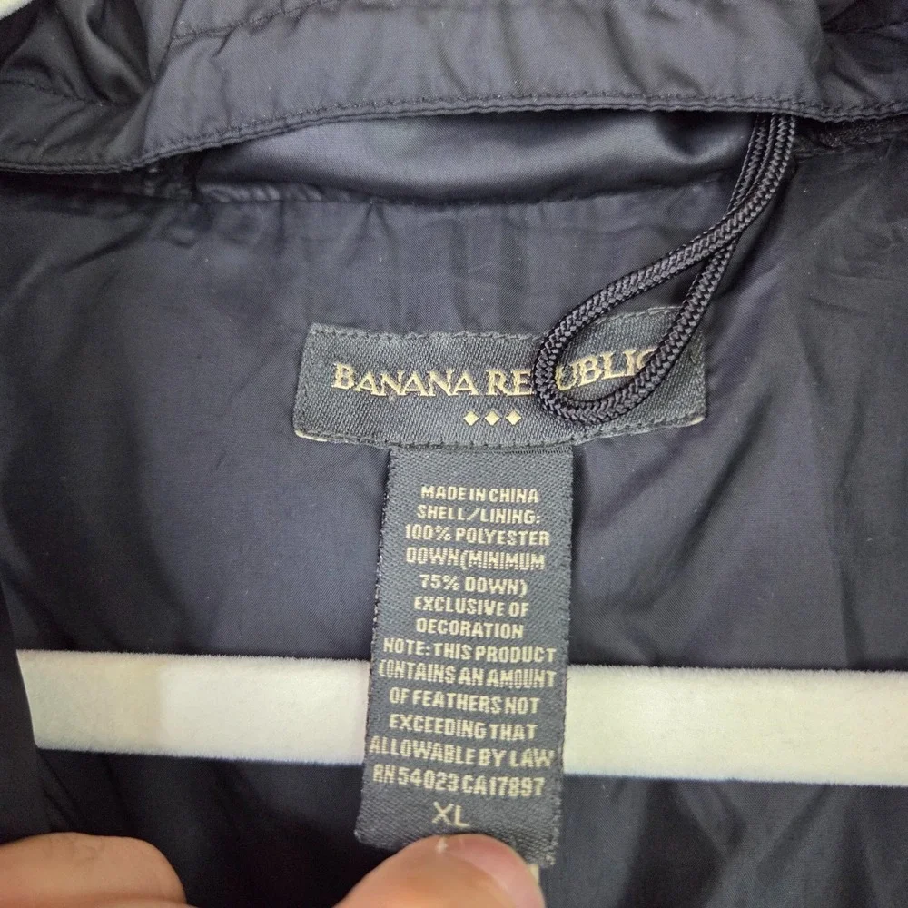 Banana Republic Puffer Jacket Mens XL Black Excellent Down Filled Quilted Zip